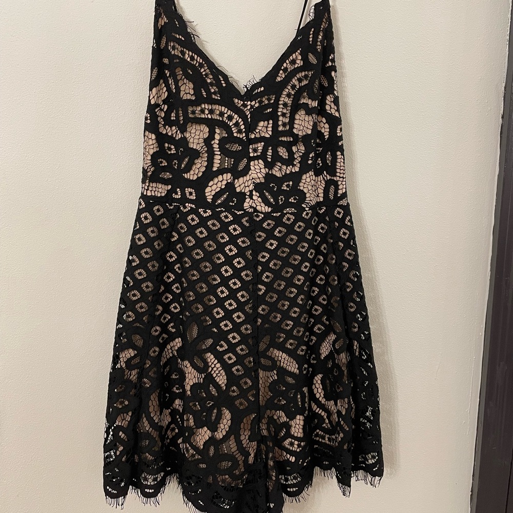 Open back lace romper